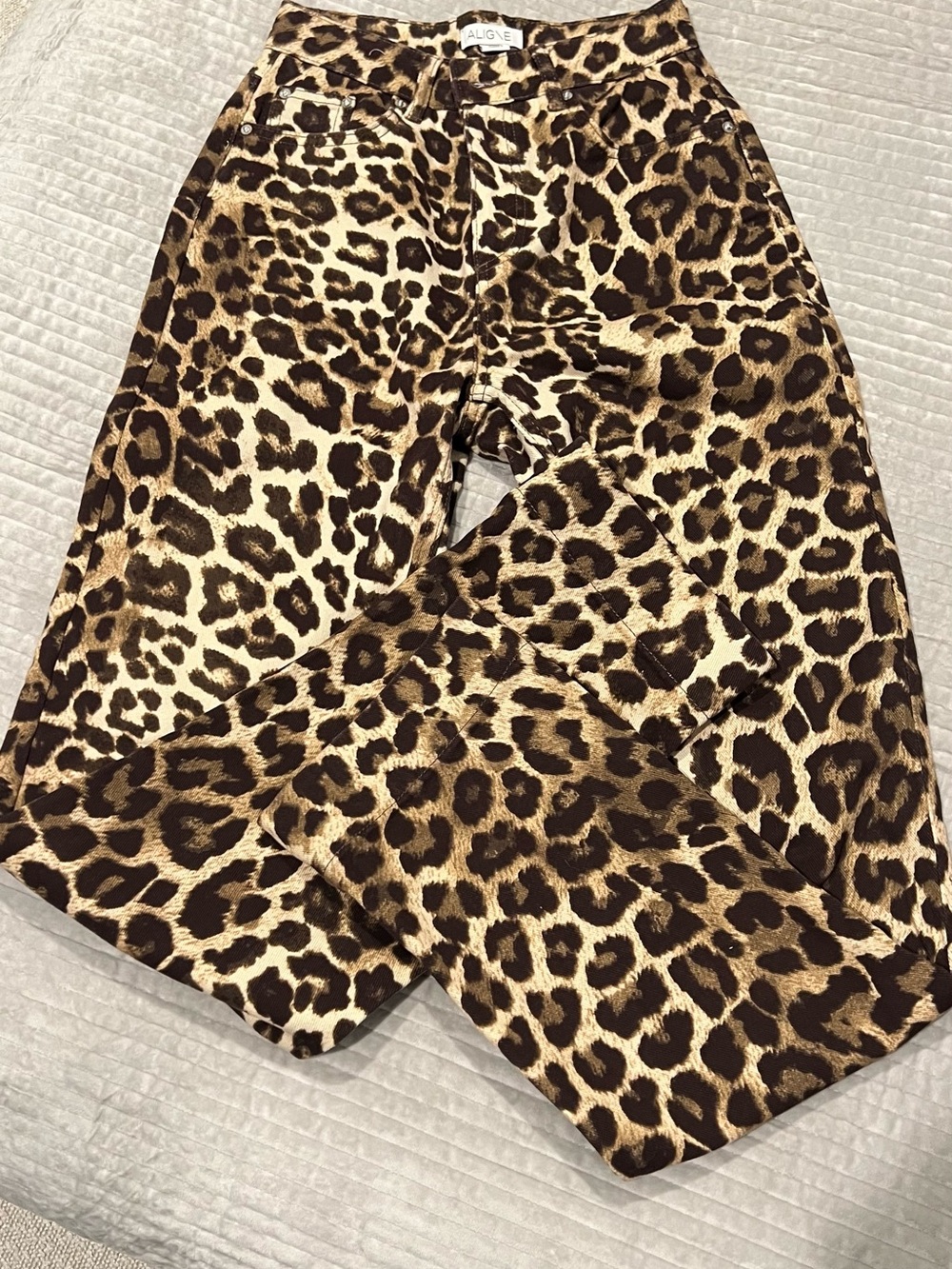 Anthropologie Leopard-Print Straight-Leg Jeans in Brown and Tan